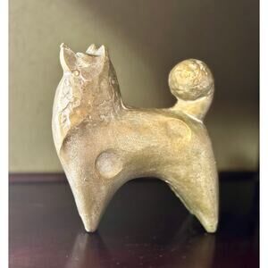 Vintage Japanese Dog Metal Sculpture, Sotaro Saegusa Small Zodiac Decor